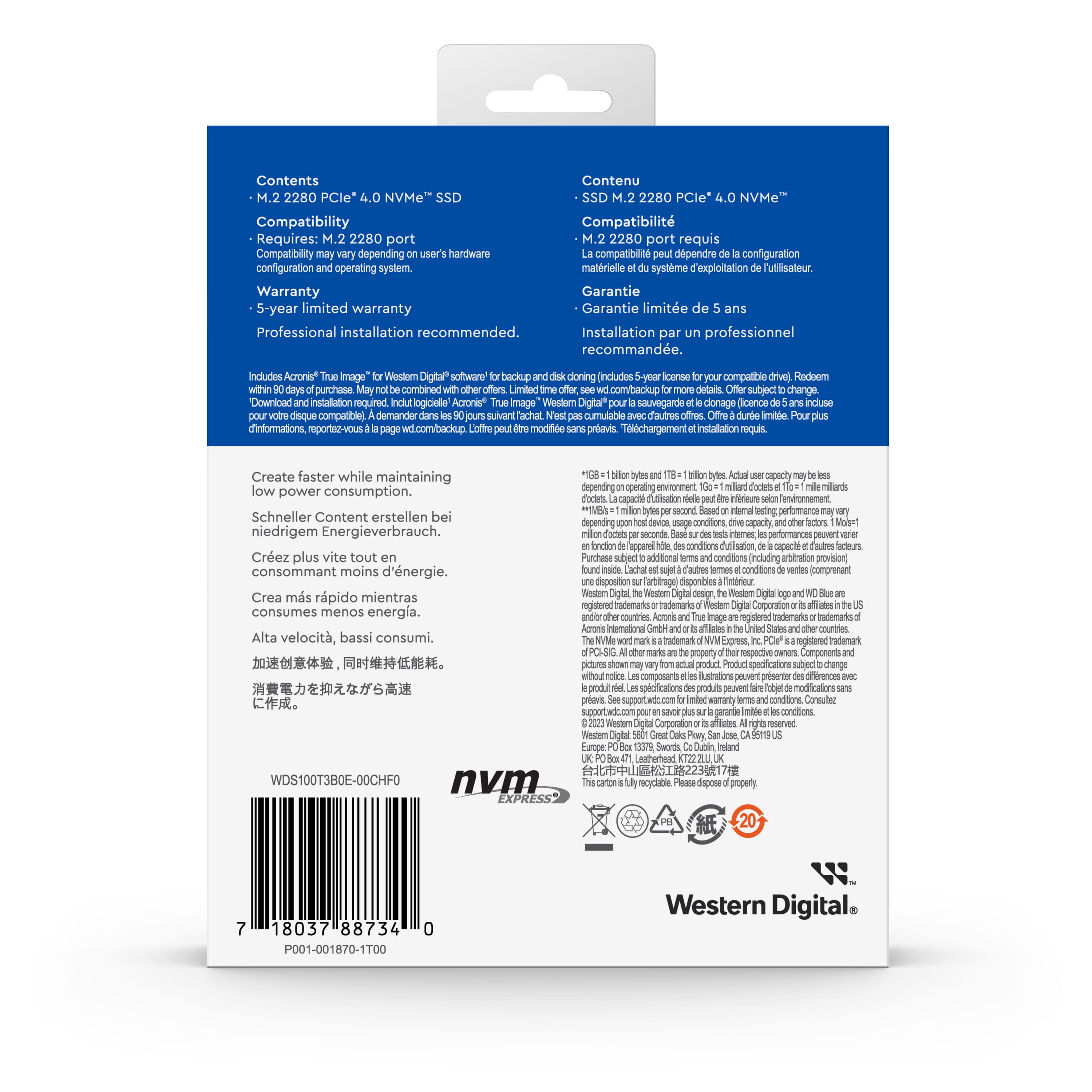 Alt View Zoom 13. WD - Blue SN580 1TB Internal SSD PCIe Gen 4 x4 NVMe.