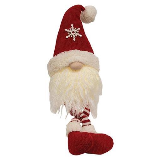 Front. BreeBe - *Candy Cane Striped Dangle Leg Gnome w/LED Light - Red.