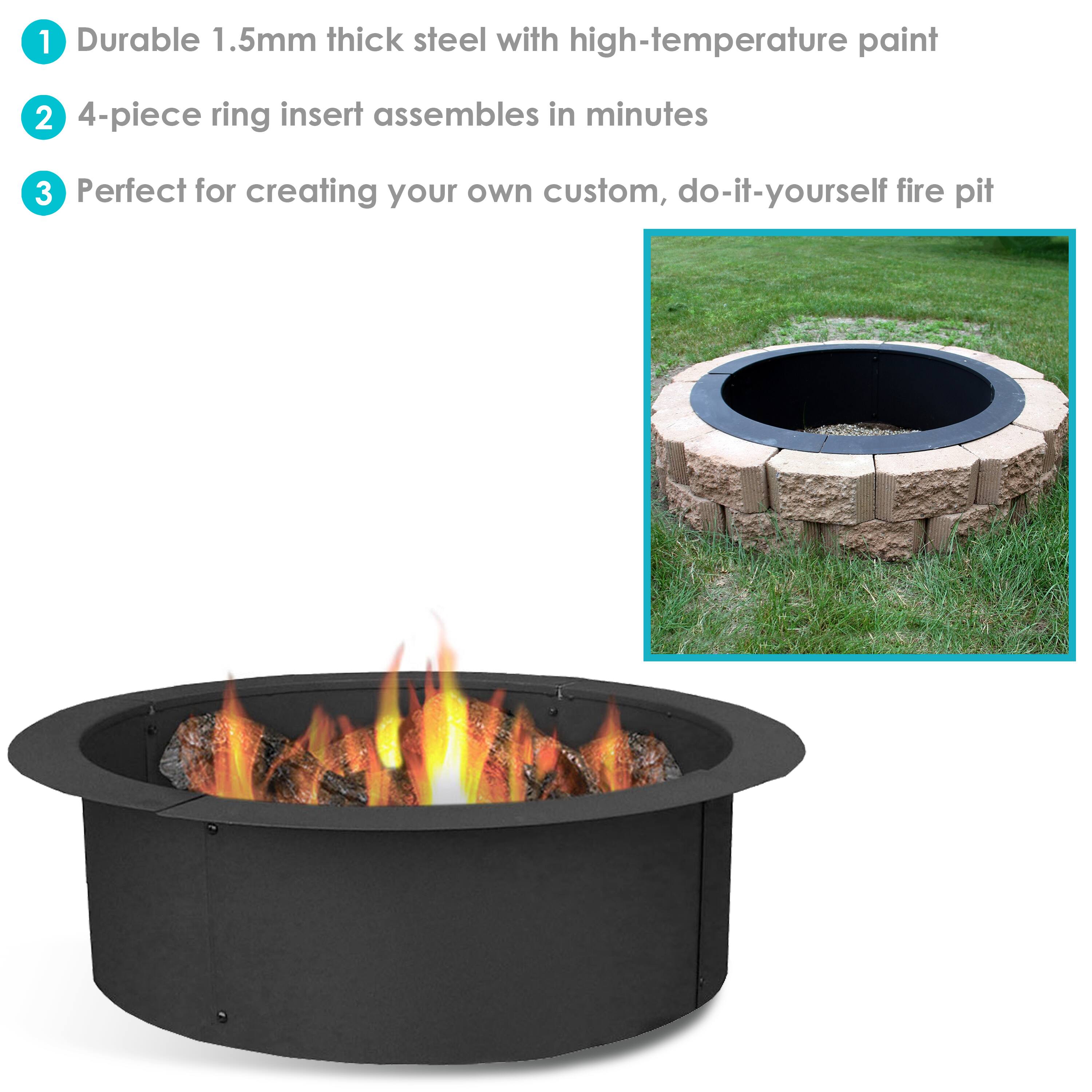 1. Durable 1.5mm thick steel with high-temperature paint  
2. 4-piece ring insert assembles in minutes  
3. Perfect for creating your own custom, do-it-yourself fire pit