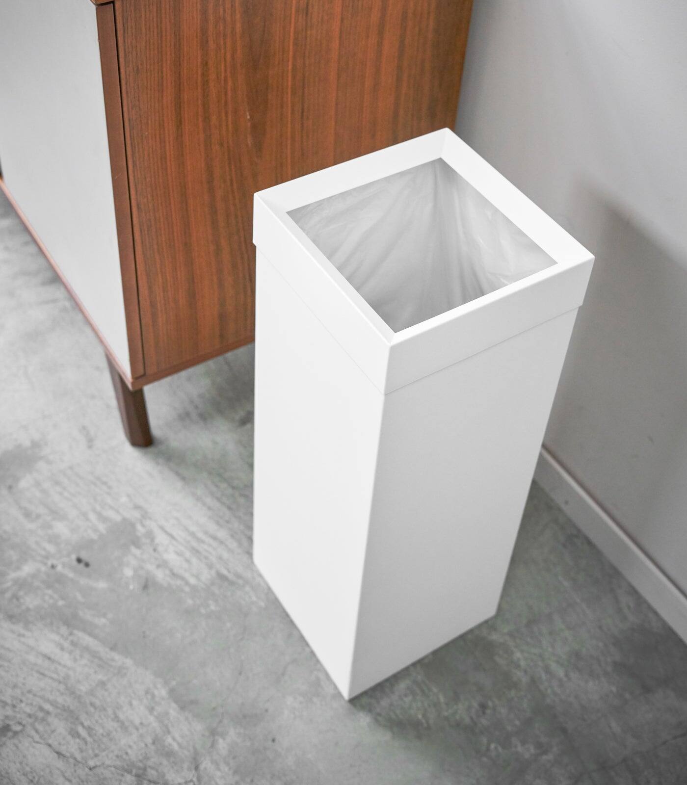 Alt View 2. Yamazaki Home - Trash Can - Steel - White.