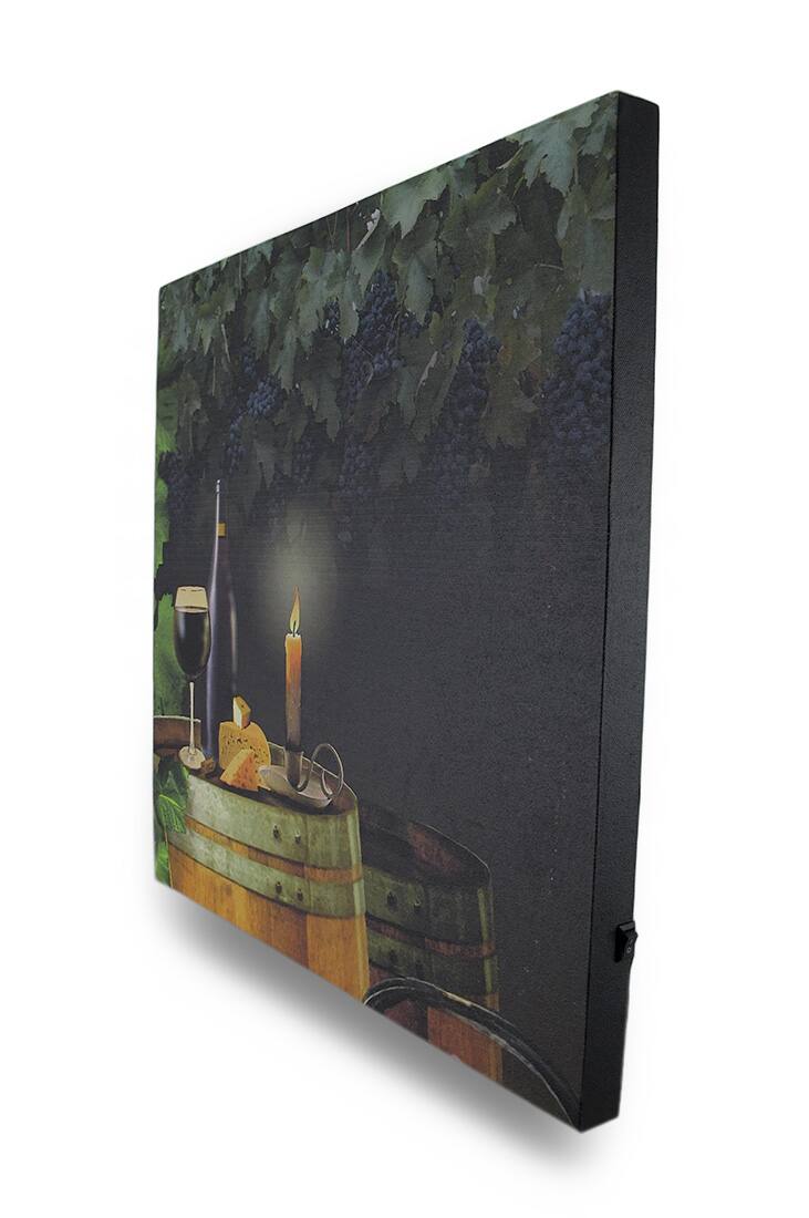 Alt View 1. Zeckos - Wine By Candle Light Lighted LED Canvas Wall Hanging - Black.