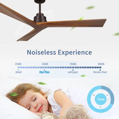 Noiseless Experience  
10db 35db 50db 80db  
shed  
Our Fan whisper  
Normal chat  
4H 1H Time 2H