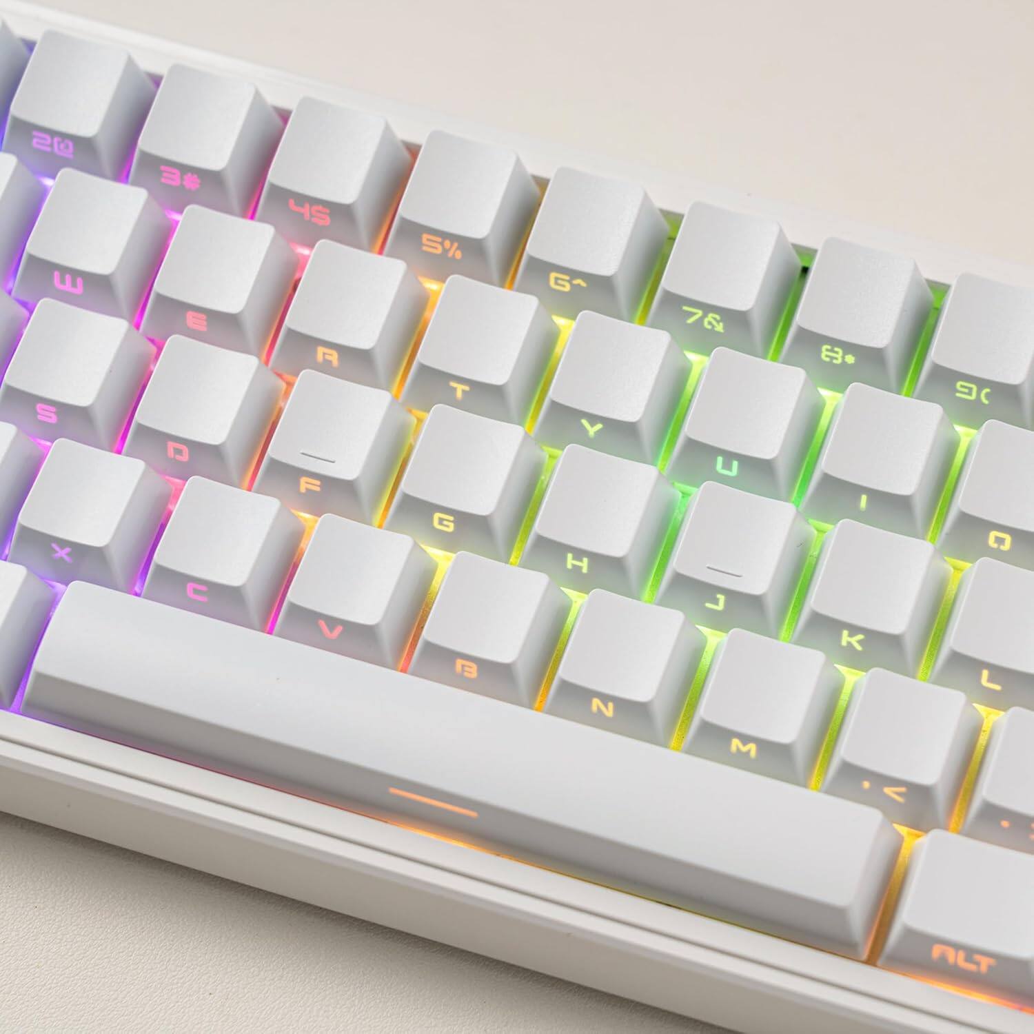 Left. Womier - Shine Through keycaps,Double Shot Custom OEM Profile Keyboard Keys for MX Switches Mechanical Keyboard - White-131 Keys.