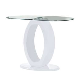 Manhattan Lane - Contemporary Tempered Glass Top Sofa Table with O Shape Base - White