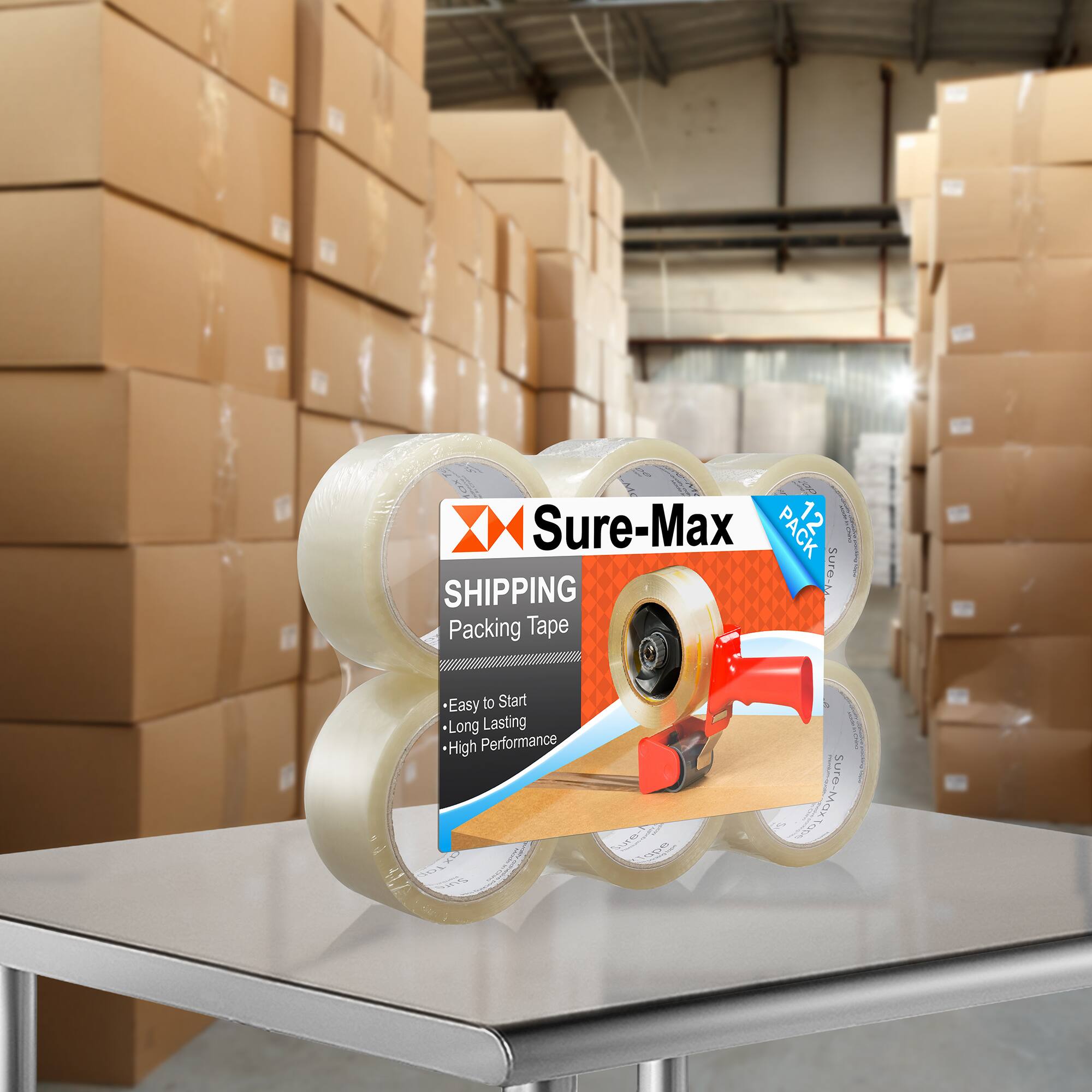 Sure-Max PACK 12 SHIPPING Packing Tape  
Easy to Start  
Long Lasting  
High Performance