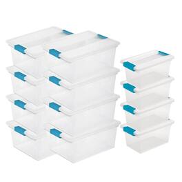 Sterilite - Deep Clip Storage Box Container, 8 Pack & Medium Clip Box, 4 Pack - Clear