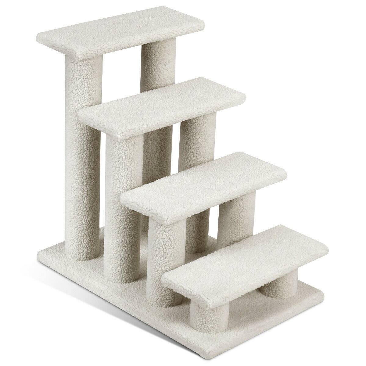 Alt View 8. Gymax - Gymax 24'' 4-Step Pet Stairs Carpeted Ladder Ramp 8 Scratching Post Cat Tree Climber.