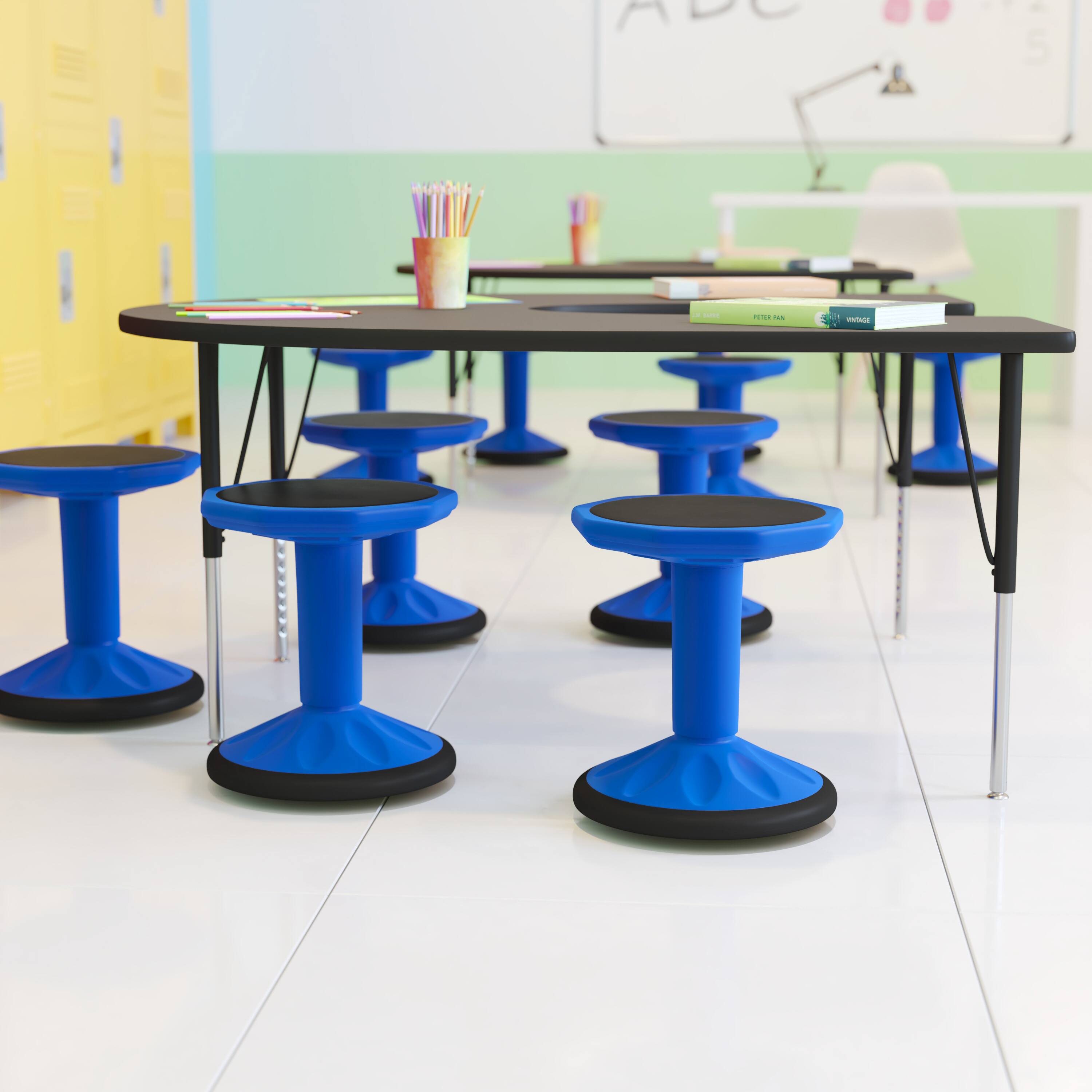 Alt View 3. Flash Furniture - Lucas Fixed Height Kids Flexible Active Stool for Classroom and Home with Non-Skid Bottom in Blue, 16" Seat Height - Blue.