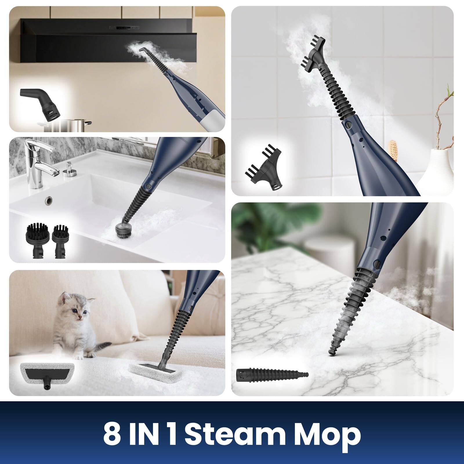Alt View 6. DEVOAC - DEVOAC VM6 Scrubbing Steam Mop with Rotating Mop Pads, 10 in 1, Lightweight Spin Mop & 3 Steam Modes - GOLDEN.