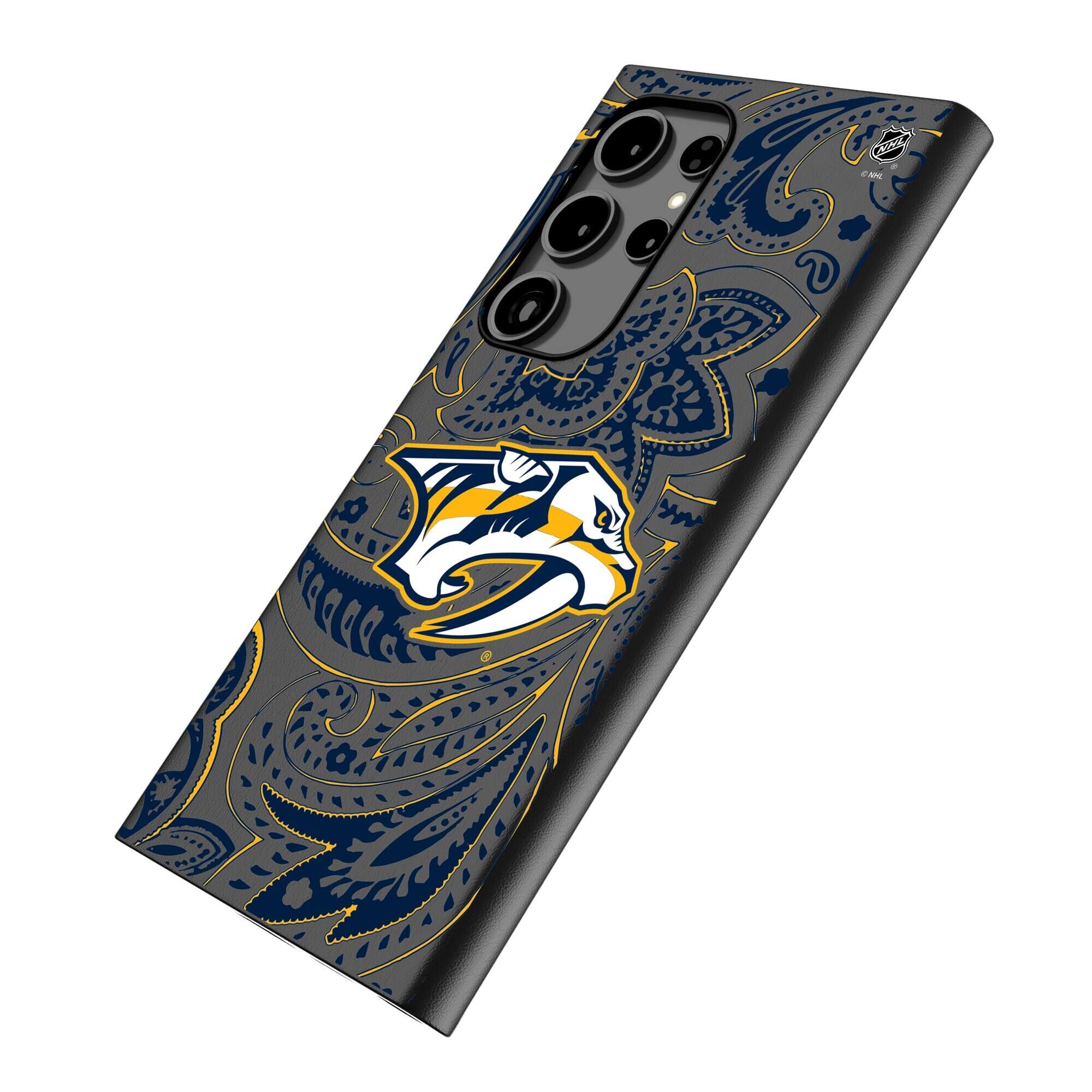 Alt View 1. Keyscaper - Nashville Predators Paisley Galaxy Magnetic Bump Case - S25 - Black.