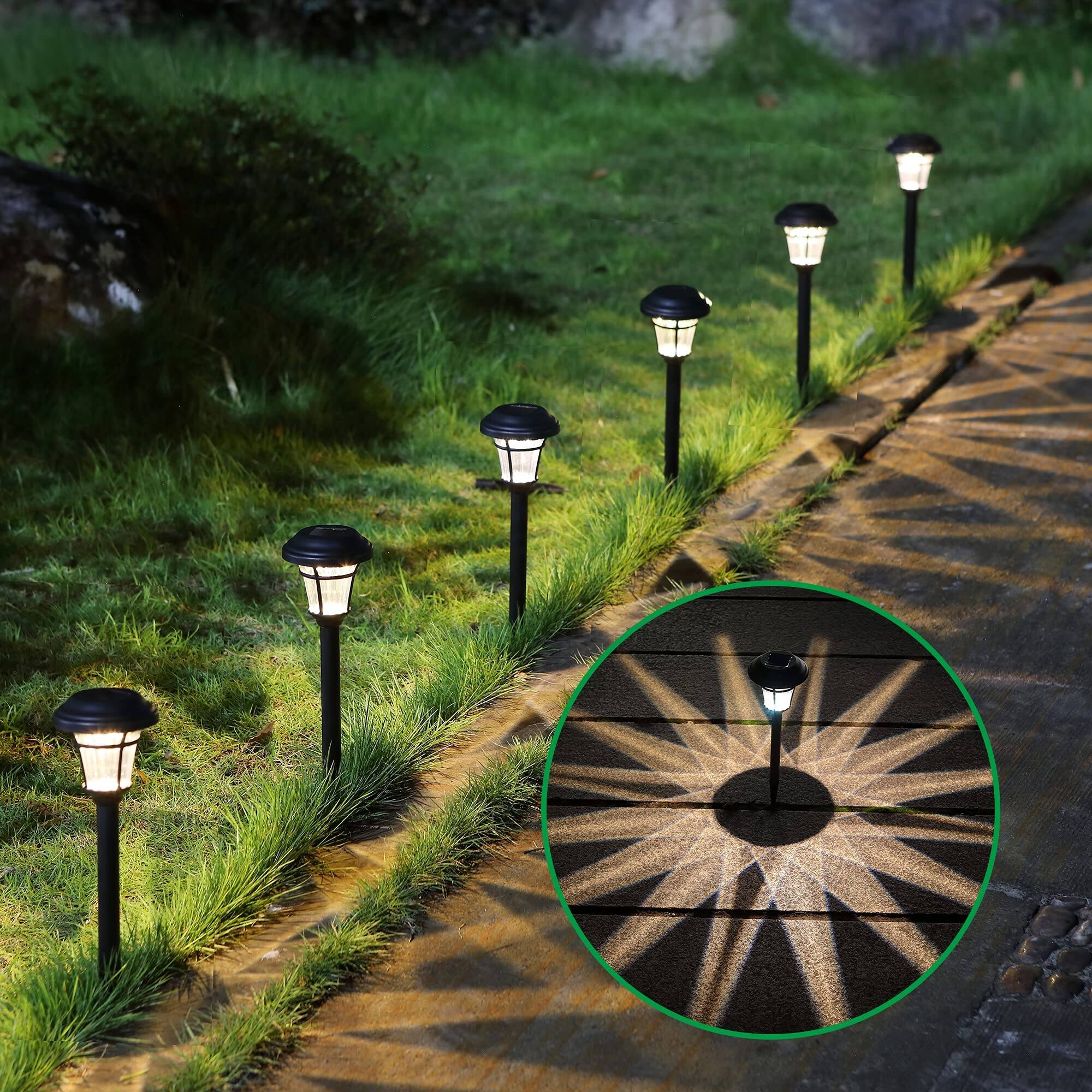 Back. Dazzed Corner - 12-Pack Solar Pathway Lights for Patio, Yard & Driveway - Black.