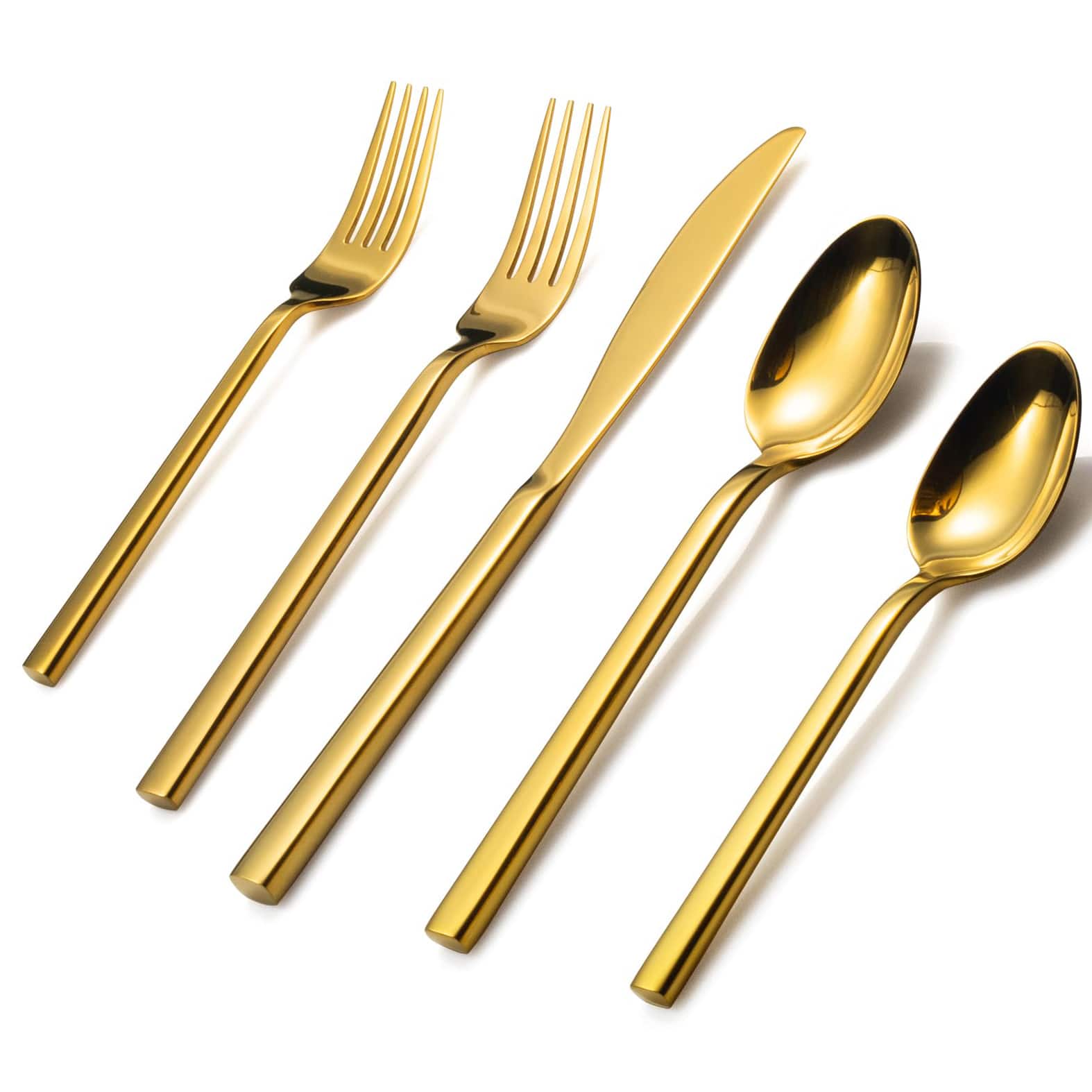 Dazzed Corner - 20-Piece Stainless Steel Flatware Set, Cutlery Set, Silverware Set Service for 4 Dishwasher Safe - Gold