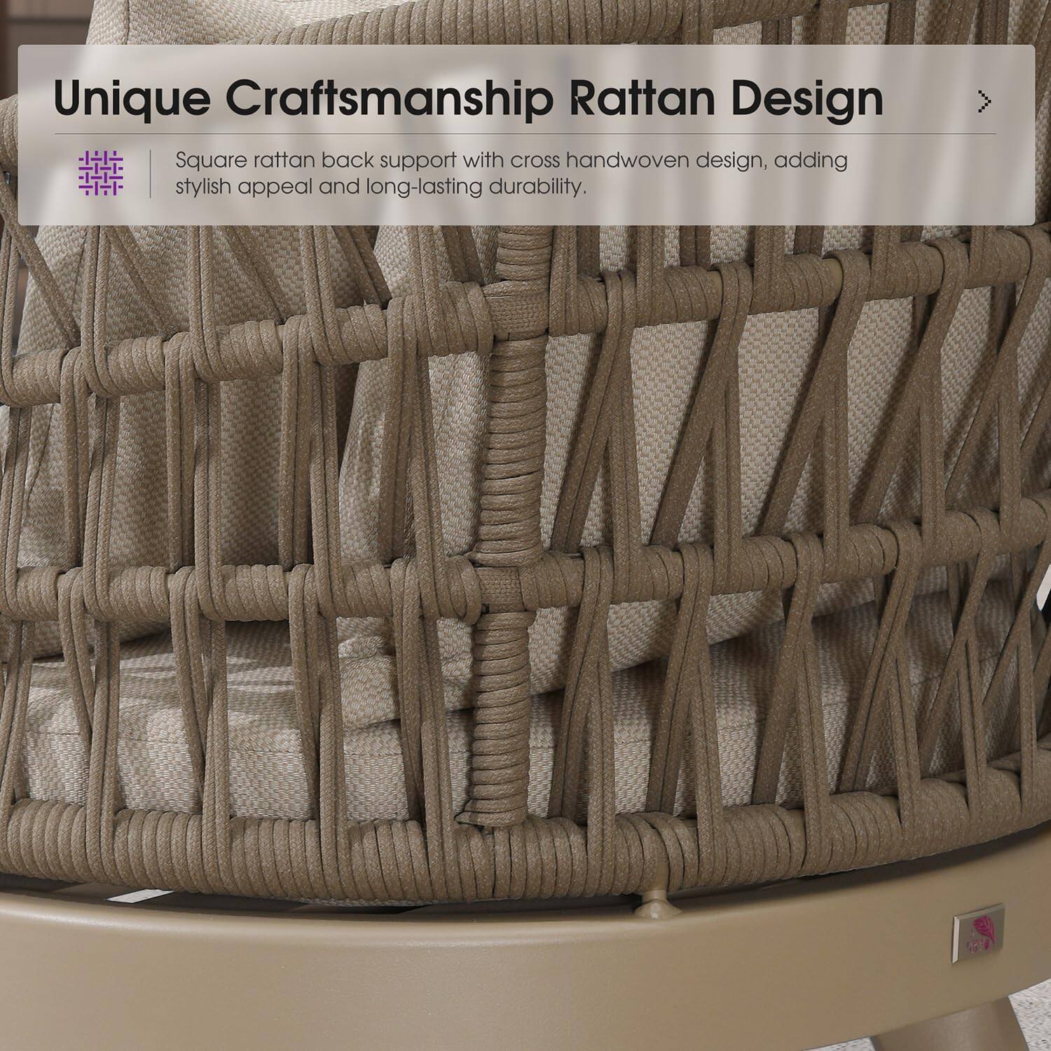 Unique Craftsmanship Rattan Design

Square rattan back support with cross handwoven design, adding stylish appeal and long-lasting durability.