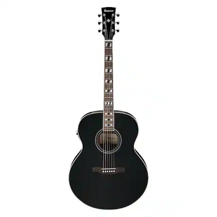 Front. Ibanez - Ibanez AJ70M1E Black High Gloss AE Guitar.