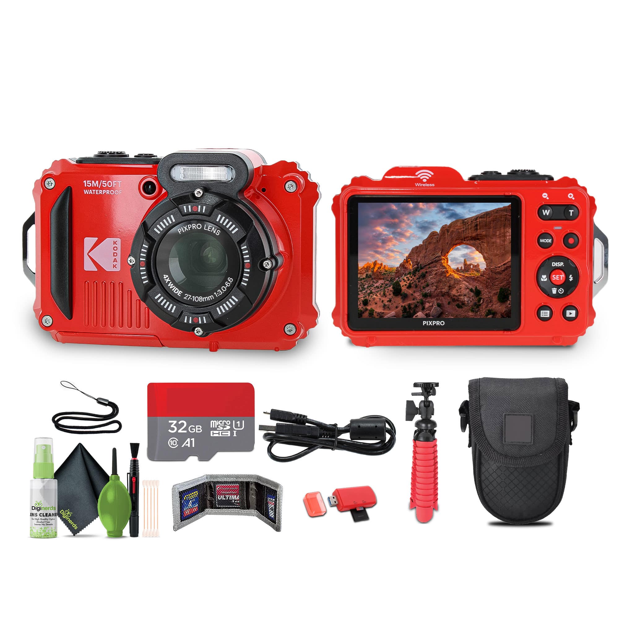 Kodak - PIXPRO WPZ2 Rugged Waterproof Dustproof Digital Vlogging Camera - Red