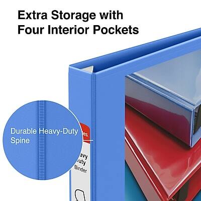 Extra Storage with Four Interior Pockets

Durable Heavy-Duty Spine

Heavy-Duty Binder