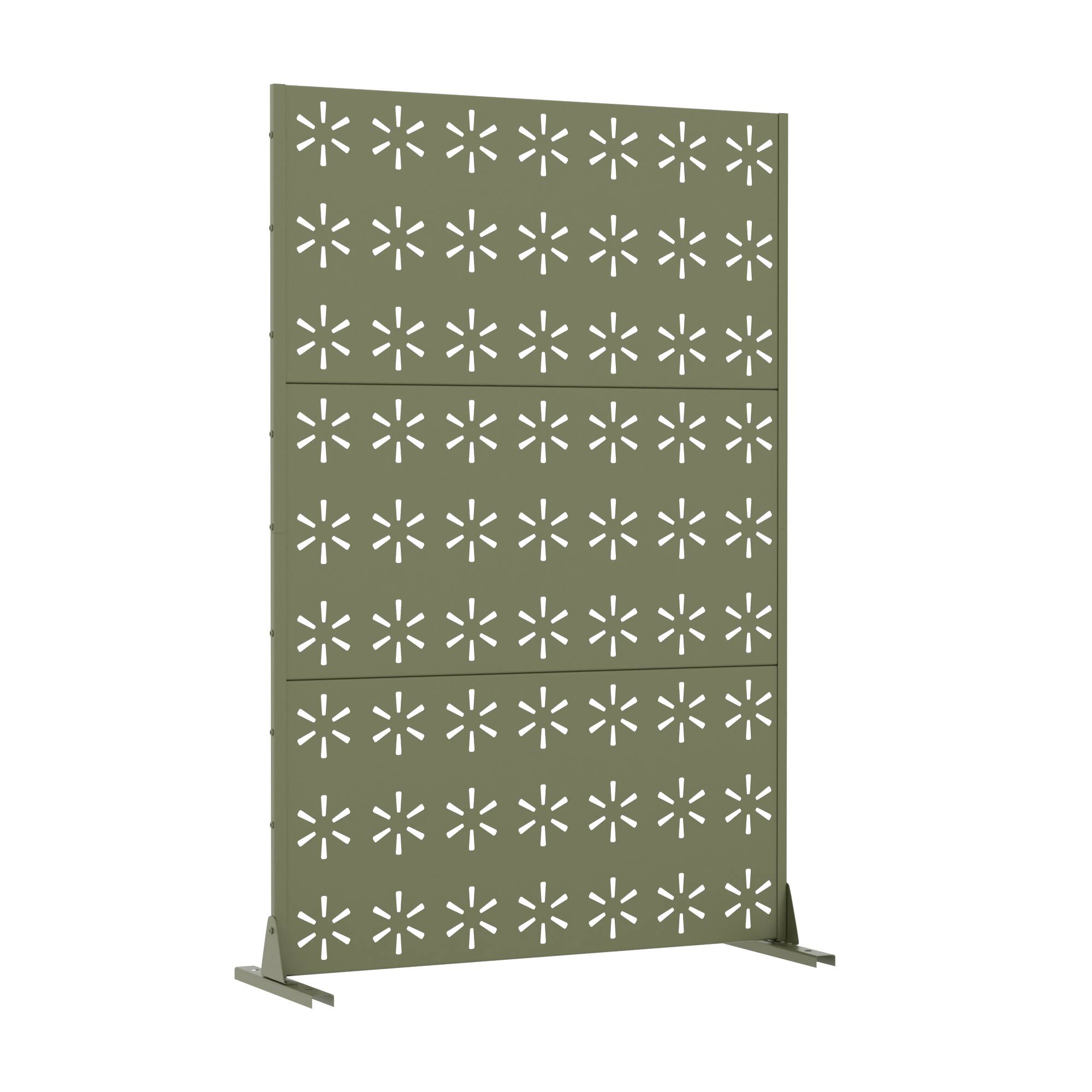 Angle. PexFix - 72 in. x 47 in. Snow Pattern Metal Outdoor Privacy Screen & Panels, Freestanding Garden Divider Fence - Olive Gray.