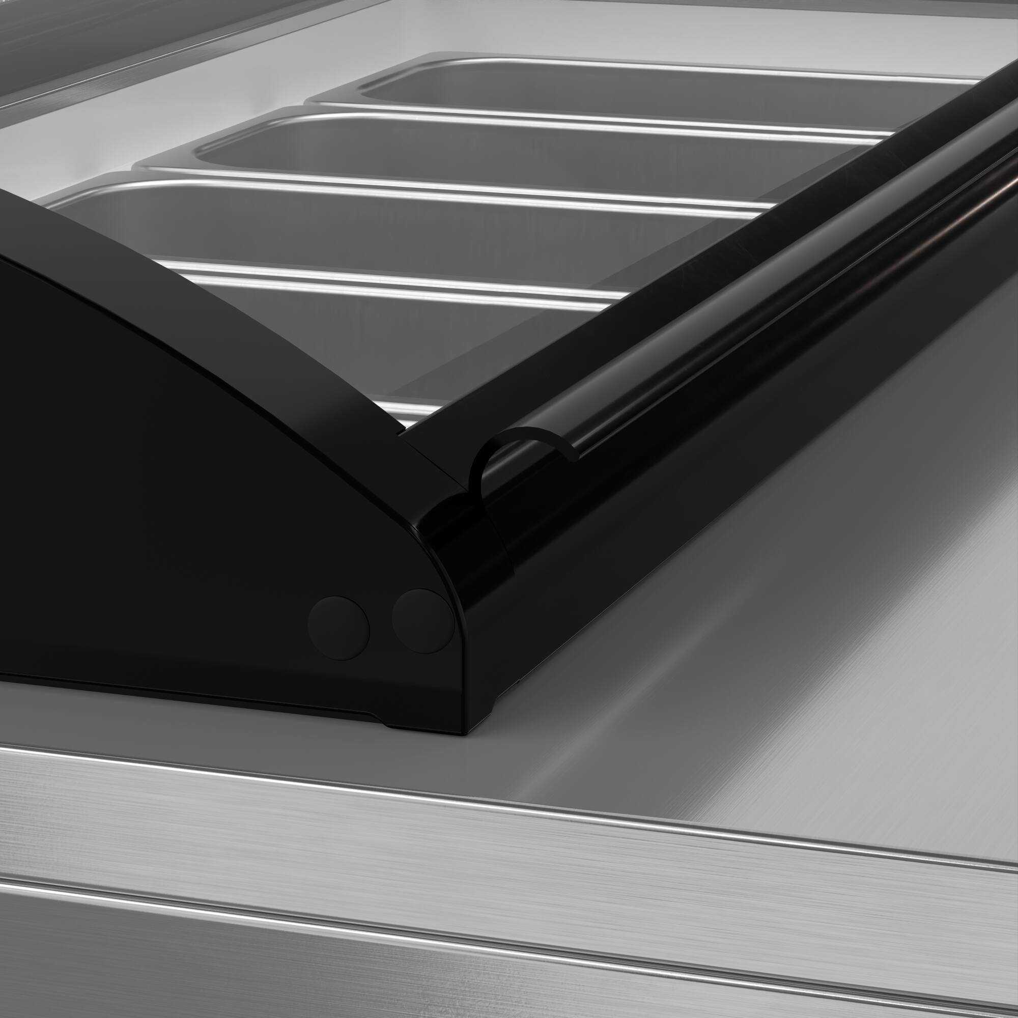 Alt View 5. Koolmore - 45 in. 6-Pan Countertop Ice Cream Display Freezer with Curved Glass Top in Stainless-Steel (KM-CGDR-6P) - Stainless-Steel and Black.