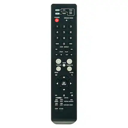 TV DVD TWVERO TUNER US8 AUX POWER OPENICLOSE DIMMER
1 2 3 4 5 6 7 8 9 0 MAN 0 CANCEL STEP REPEAT HH P STOP PLAY
MUTE VOLUME ICC TUNINGCH | MENU RETURN 1R ENTER EXIT
AUDIO MODE EFFECT THX SLOW SOUND MOST ZOOM LOGO SLIDE MODE DIGEST
SLEEP EZ VIEW