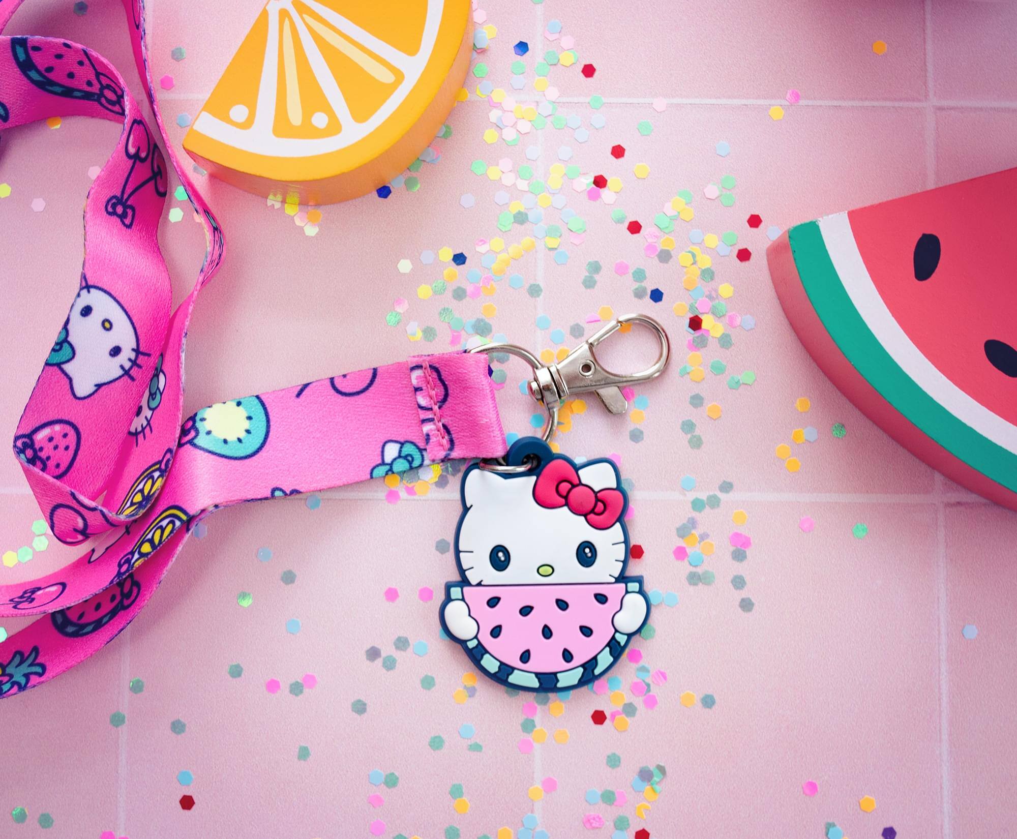 Alt View 2. Hello Kitty - Sanrio Hello Kitty Supercute Fruit Strap Lanyard With Watermelon Charm - Pink.