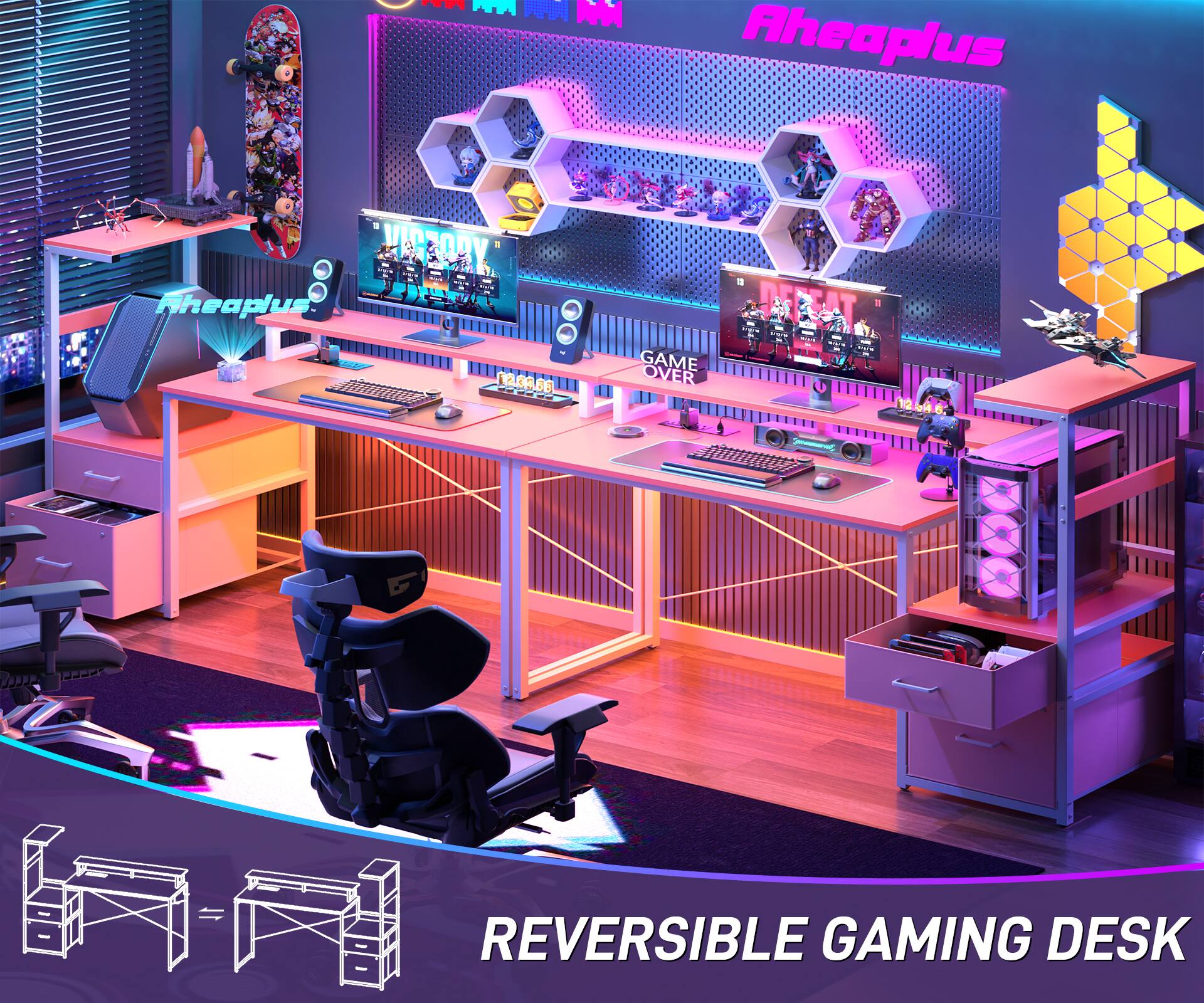 Aheaplus  
REVERSIBLE GAMING DESK