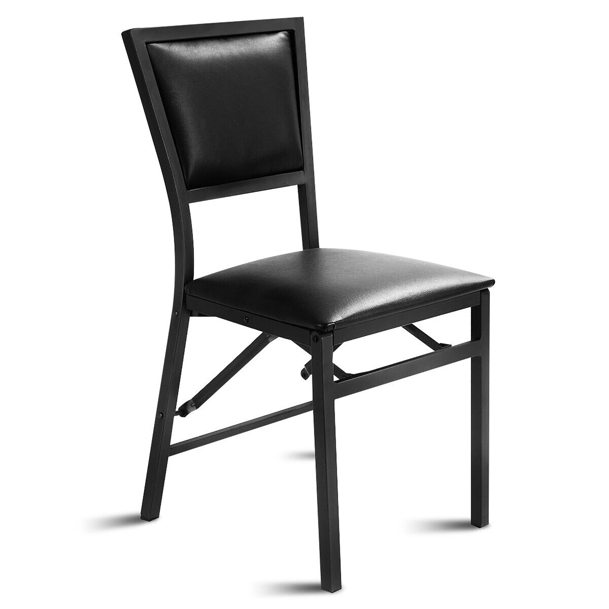 Alt View 7. Gymax - Gymax Set of 4 Steel Folding Chair PU Upholstered Counter Height Side Chairs w/ High Backrest - Dark Brown.