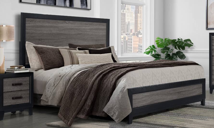 Alt View 1. Spaco - Spaco Queen Bed Frame for Bedroom - Black+ Gray.