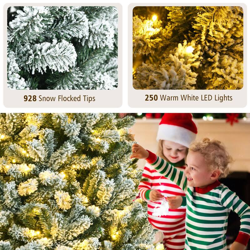928 Snow Flocked Tips  
250 Warm White LED Lights