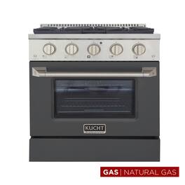 Kucht - 30 in. 4.2 cu. ft. Natural Gas Range with Sealed Burners and Convection Oven in Cement Gray - Cement Gray