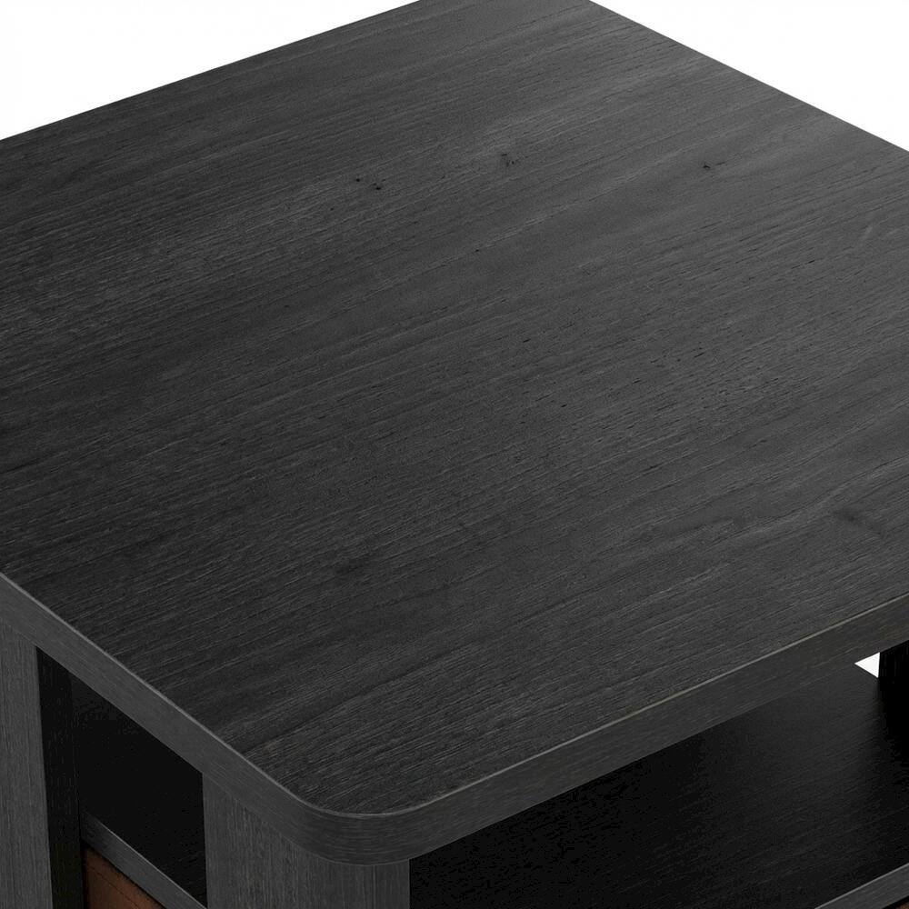 Alt View 1. FurniFact - Engineered Wood nightstand set with bin drawer in Americano finish - Brown.