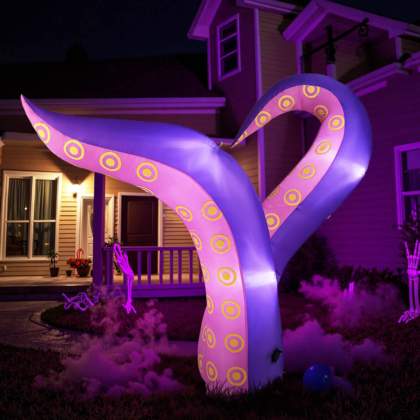 Alt View 1. Costway - Costway 6.5 Ft Inflatable Tentacles Blow up Octopus Legs Window Decoration with LED Lights - Purple.