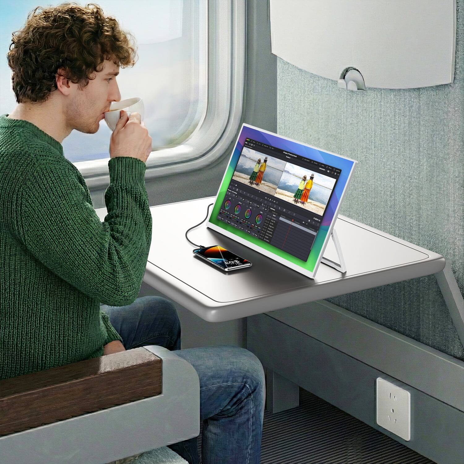 Back. UPERFECT - UPERFECT 15.6" Portable Monitor with Kickstand - 1080P FHD IPS Display, USB-C & Mini HDMI, 300 Nits, White - White.