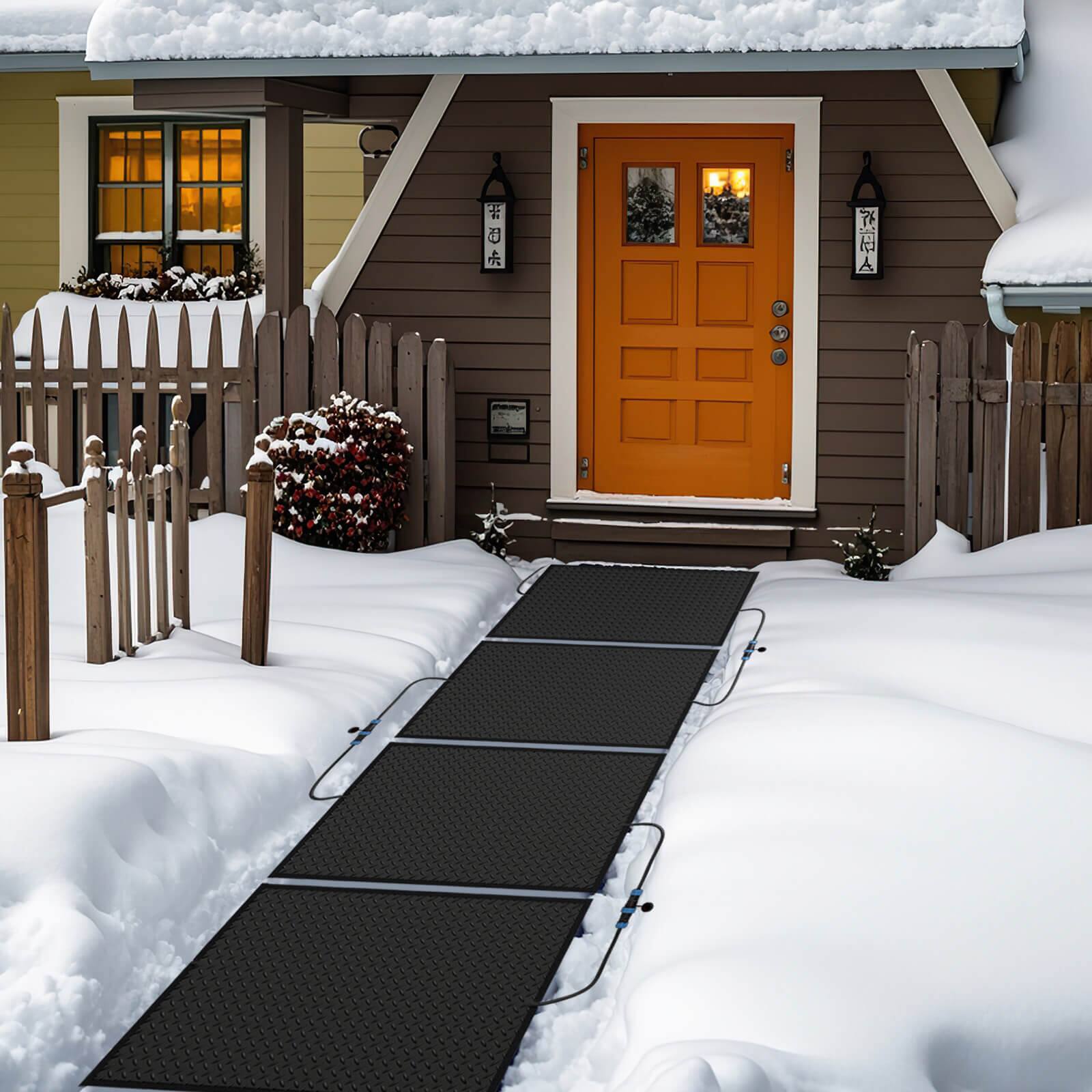 Alt View 1. Costway - 1 PCS 30" x 30" Heated Snow Melting Mat with 3 in/h Speed Non-Slip Rubber for Walkway - Black.