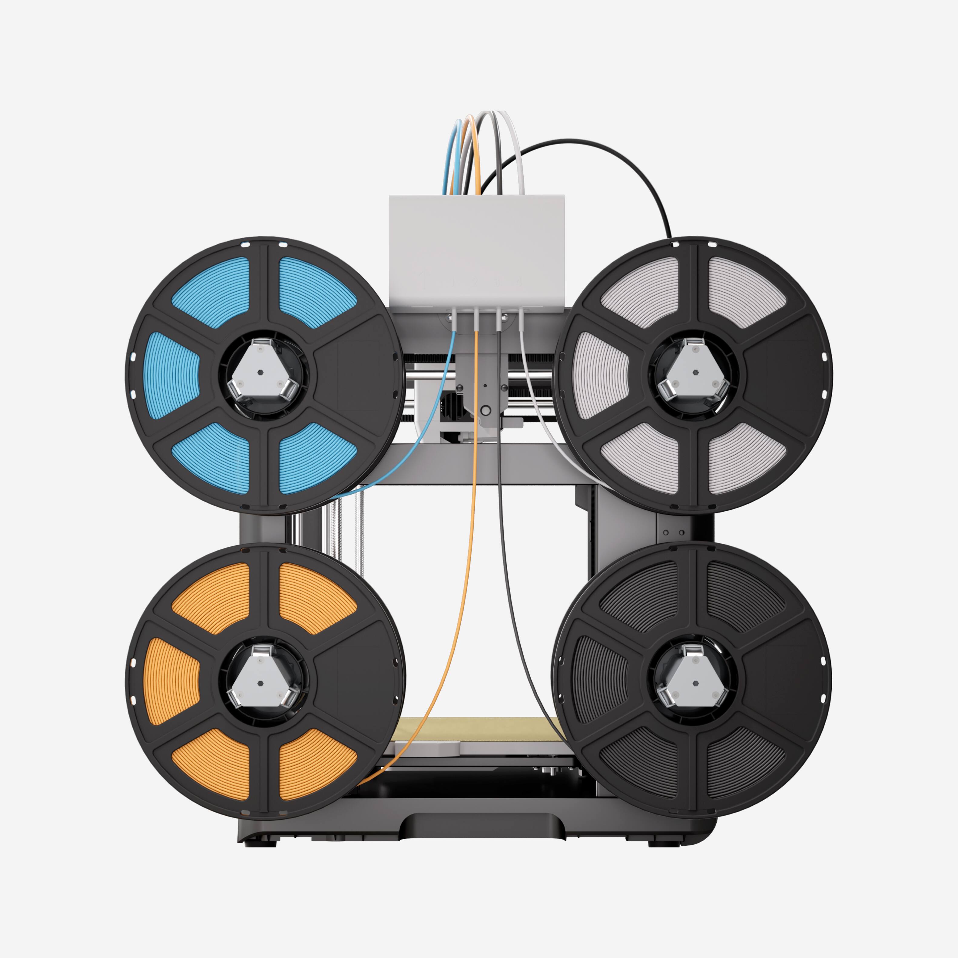 Left. Flashforge - FLASHFORGE AD5X Multi-Color 3D Printer, 4-Color IFS, Auto Leveling, Max 600mm/s High Speed Printing, 220×220×220mm - black.