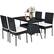 Alt View 8. Costway - 5PCS Patio Rattan Dining Set Cushioned Chair Table w/Glass Top Garden Furniture - Black,White.