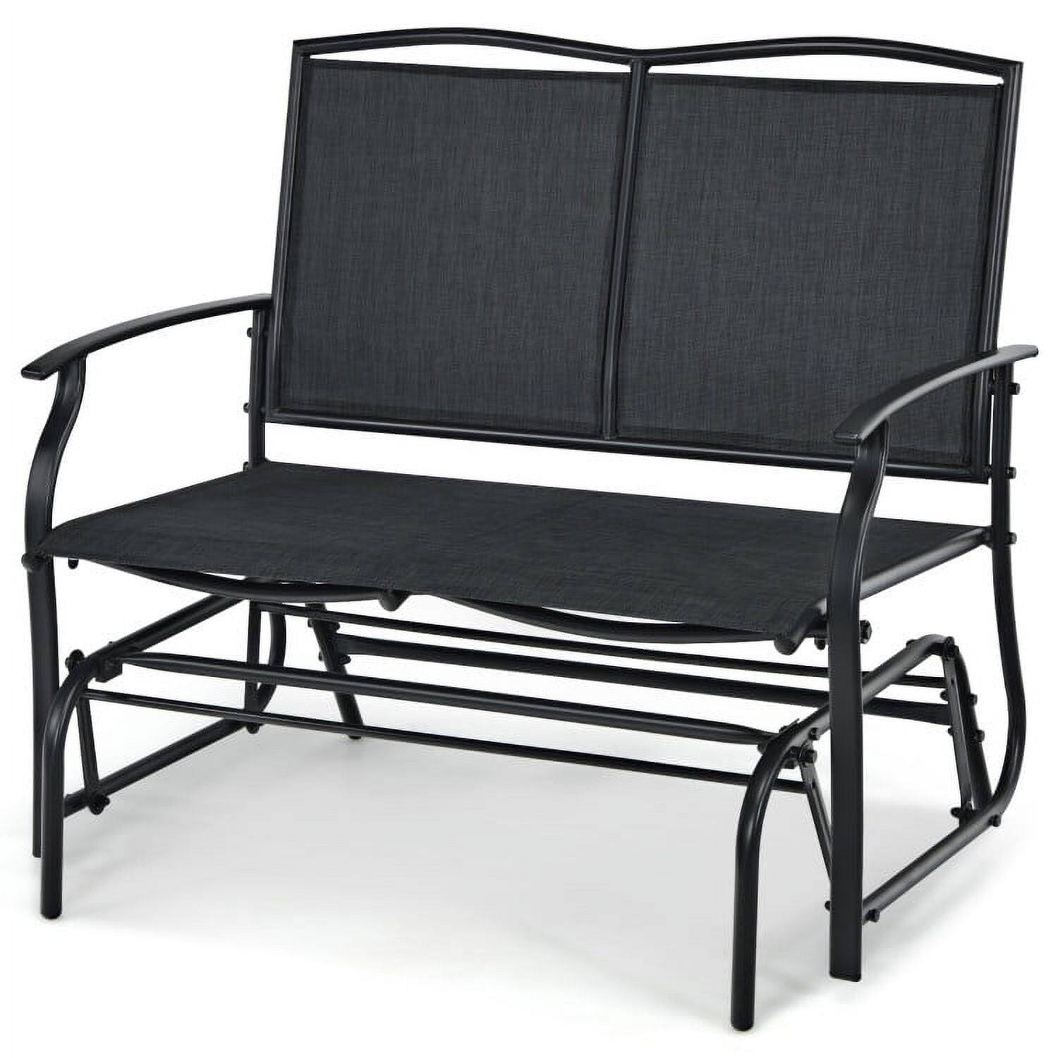 Back. Kadyn - 2 Patio Chair Outdoor Chair Outdoor Porch Garden Person Iron Rocking for Backyard and Law Lounge with Weather Resistant - Black.