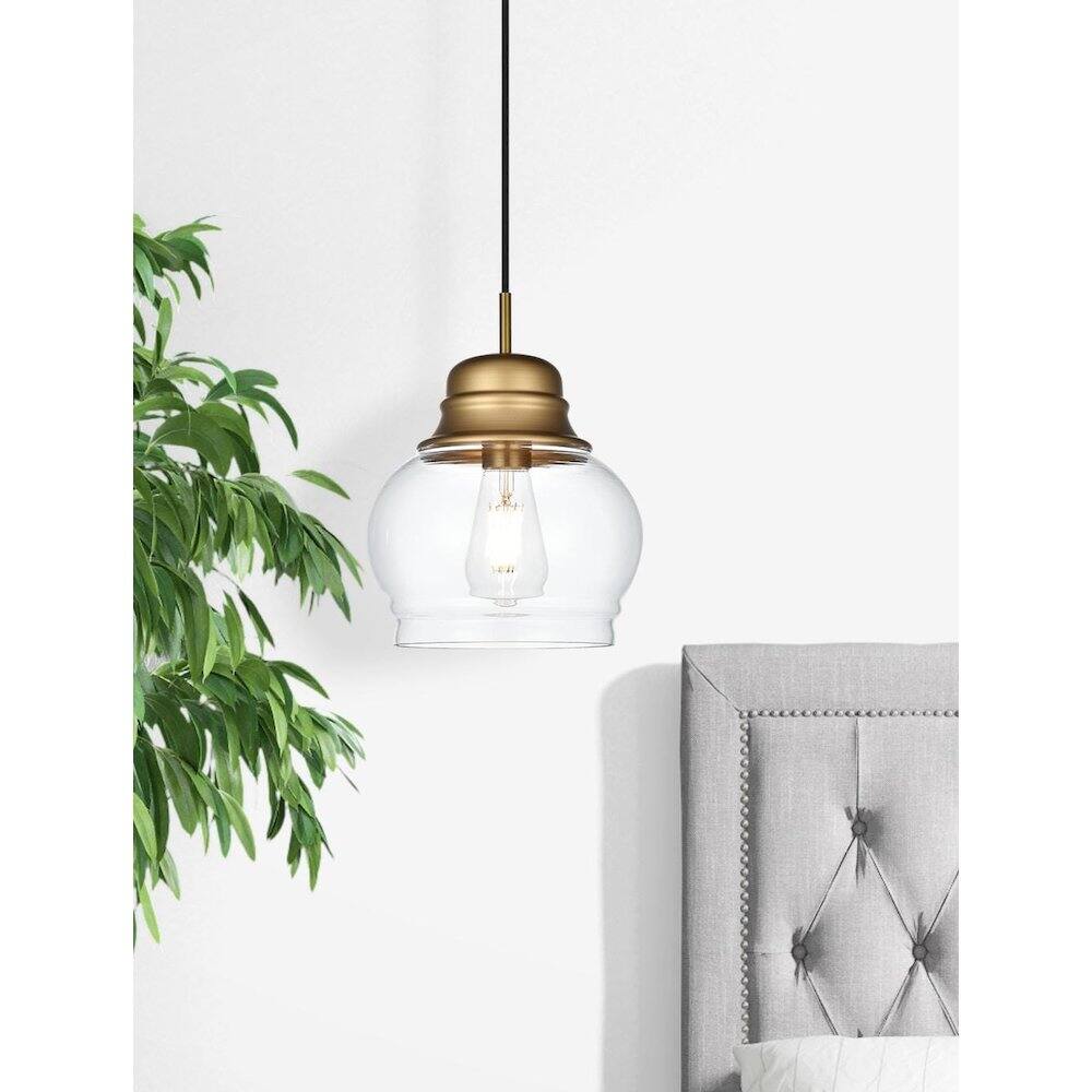 Alt View 6. Living District - Kenna 8 Inch Pendant Clear Shade in Satin Gold - Satin Gold And Clear.