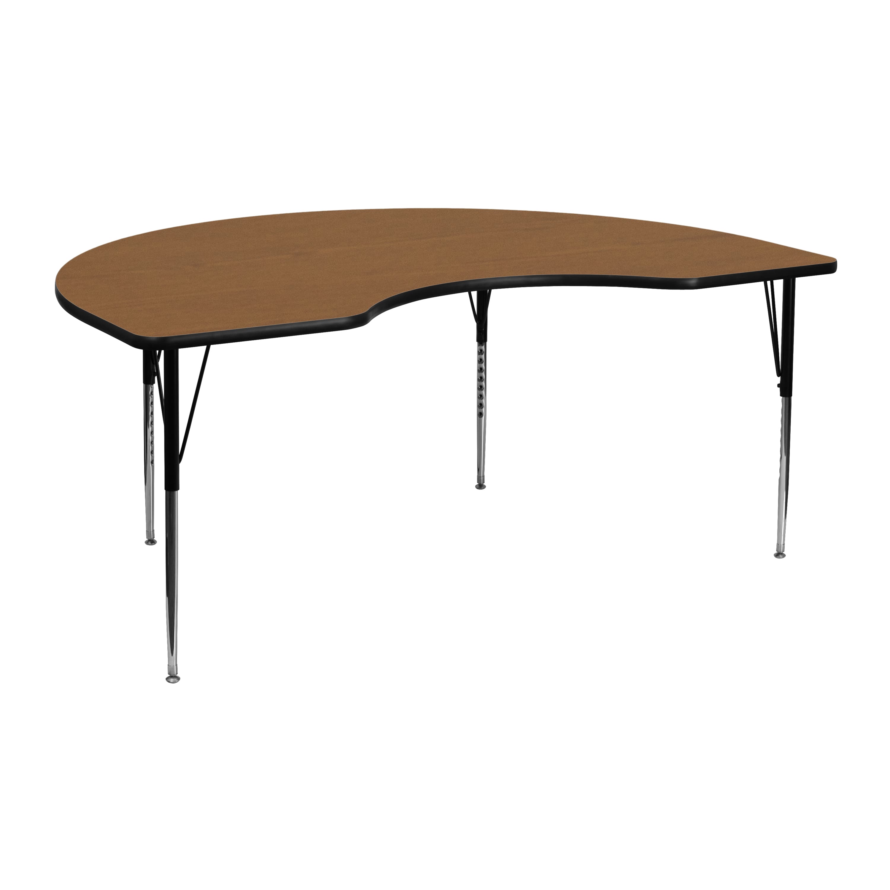 Flash Furniture - Wren 48''W x 72''L Kidney Oak Thermal Laminate Activity Table - Standard Height Adjustable Legs - Brown price history on PriceWatchPro