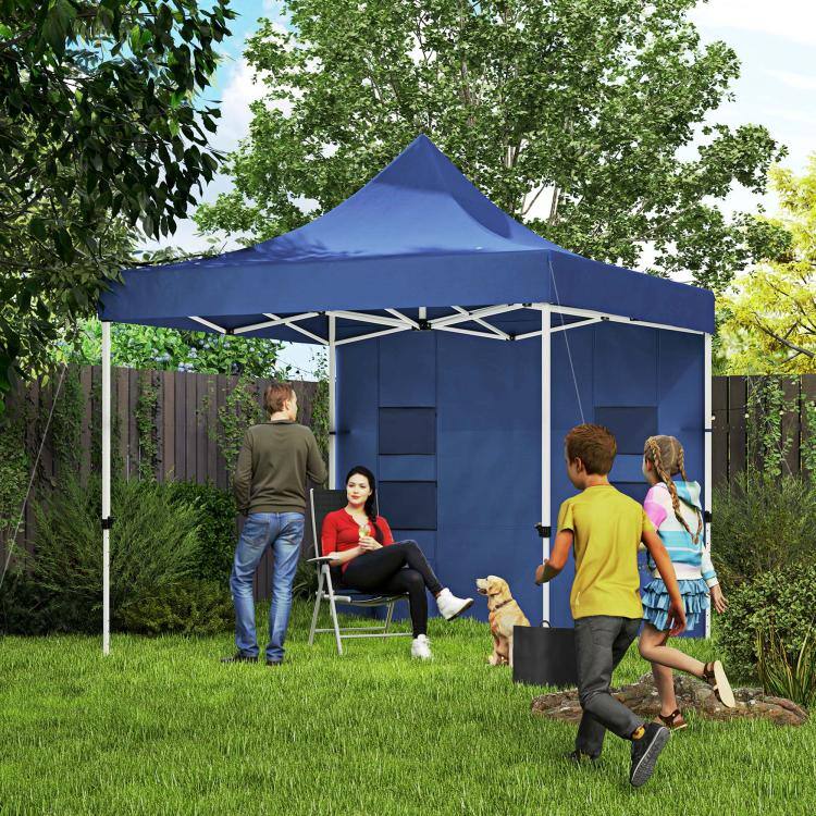 Alt View 1. PULUZ - 10' x 10' Heavy Duty Pop Up Canopy Tent with Sidewall, UPF50+ Instant Sun Shelter with Storage Pockets - Dark Blue.