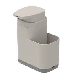 OU - 19 oz Refillable Plastic Soap Dispenser with Sponge Holder & Removable Drip Tray for Kitchen Sink - Beige