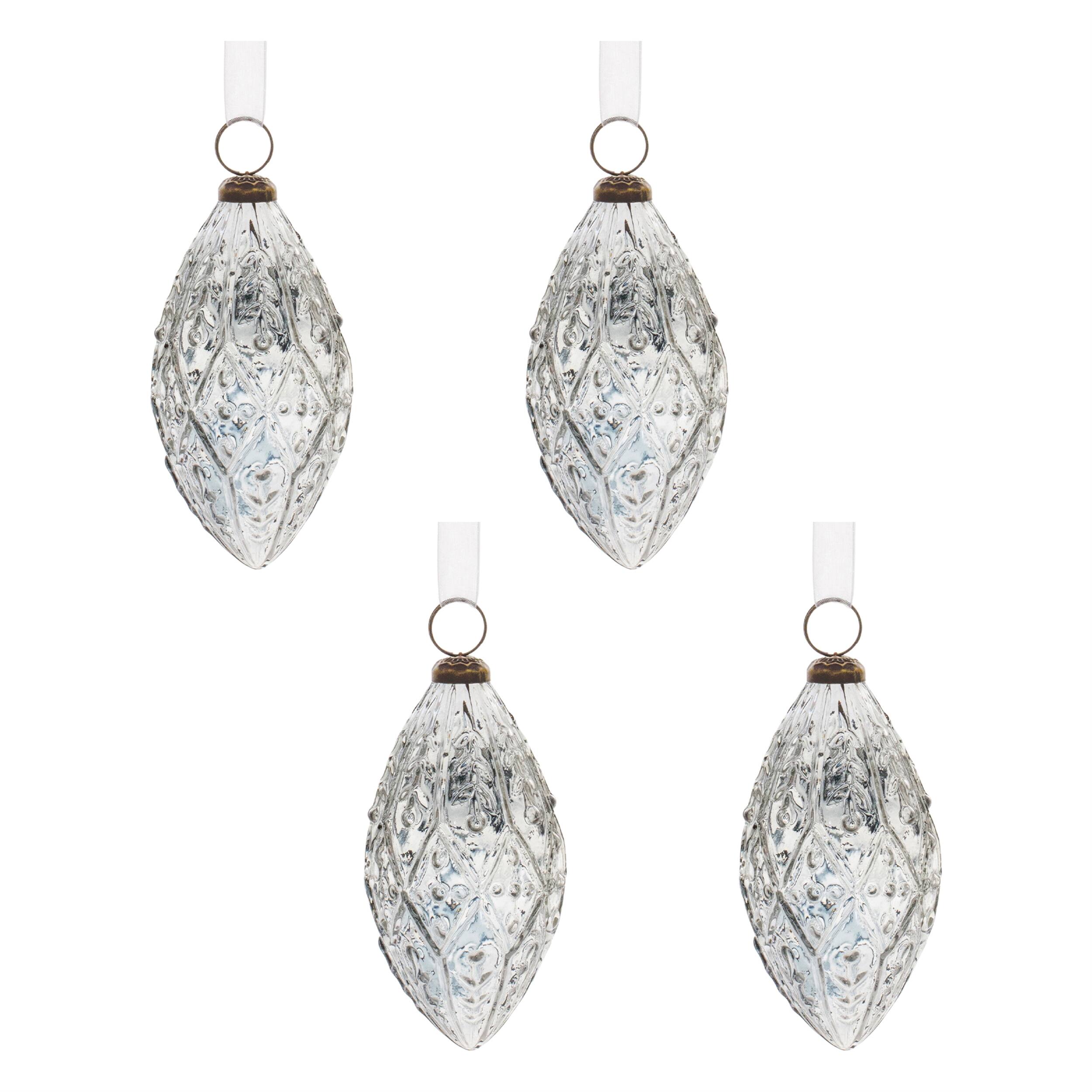 Left. BreeBe - Clear Ornamental Glass Ornament (Set of 4) - Black.
