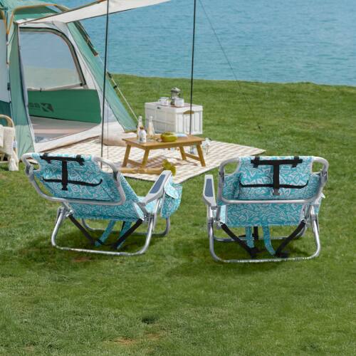 Alt View 8. Winado - 1PC Backpack Beach Camping Chair Folding Heavy Duty, Aluminum Comfortable Adjustable Back with Cup Holder for Outdoor - Blue Tribal Pattern.