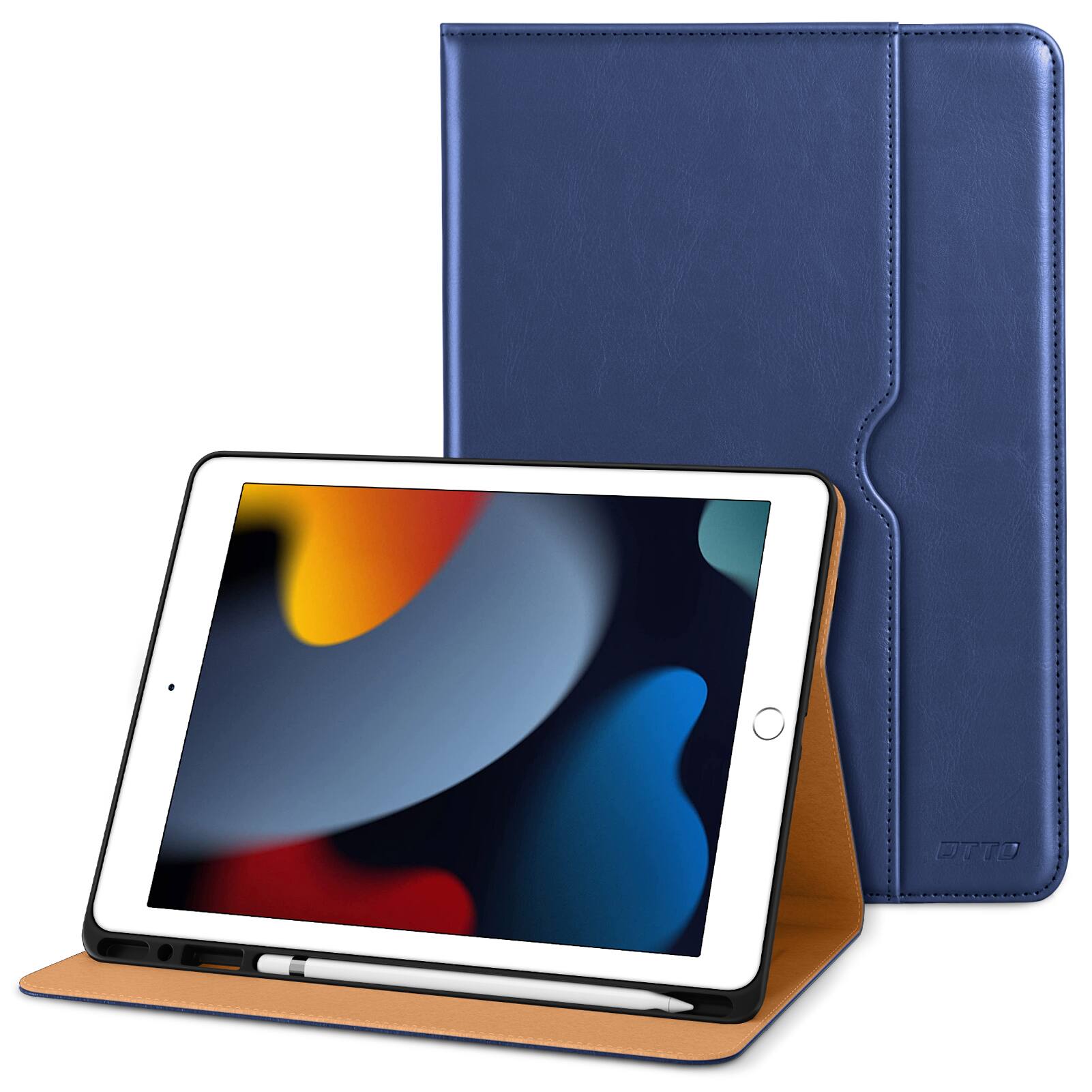 DTTO - ​Case for iPad 9th/8th/7th Generation 10.2 Inch 2021/2020/2019, Premium Leather Folio Stand - Auto Wake/Sleep - Navy Blue