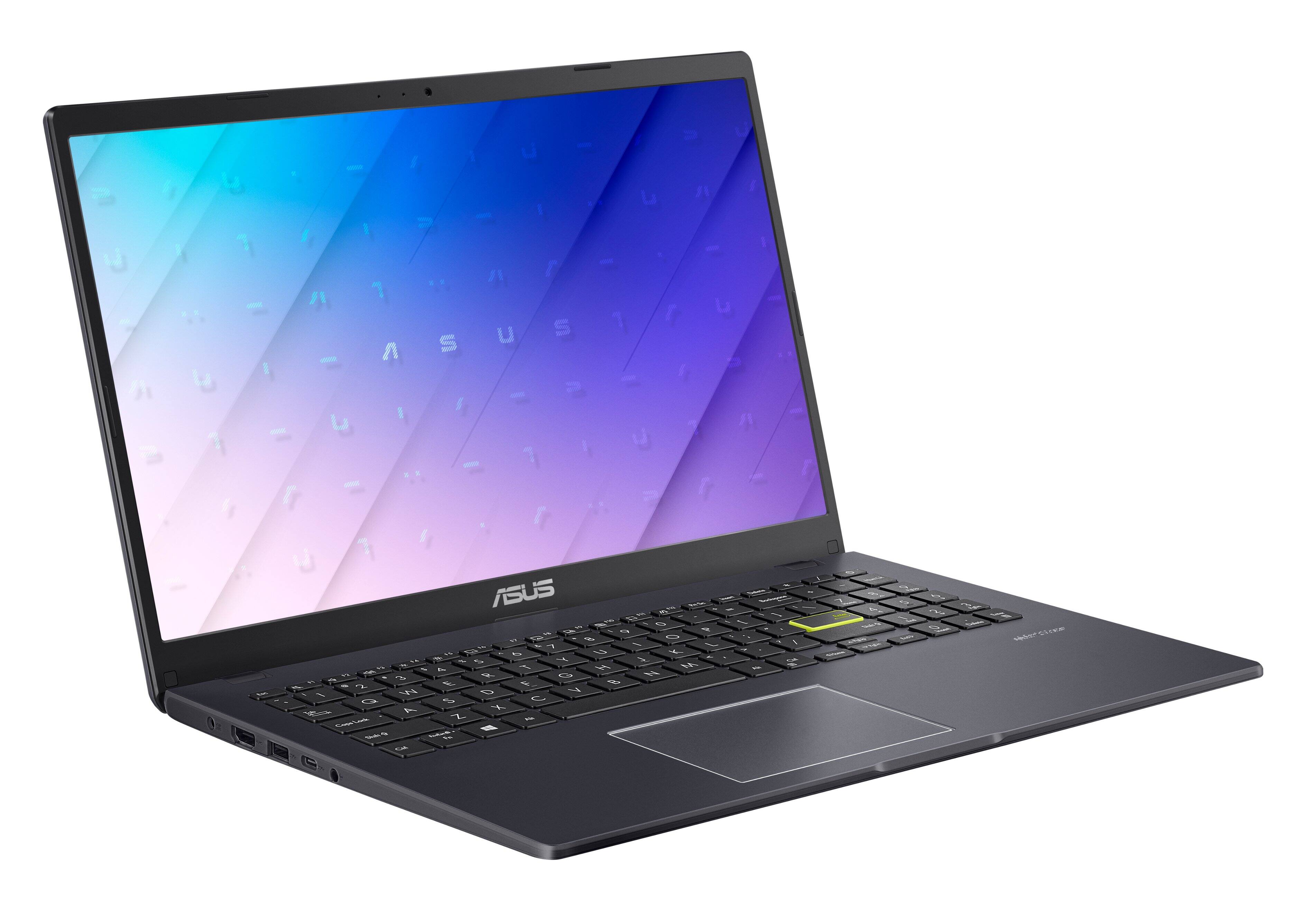 Asus laptop computer with a purple background.