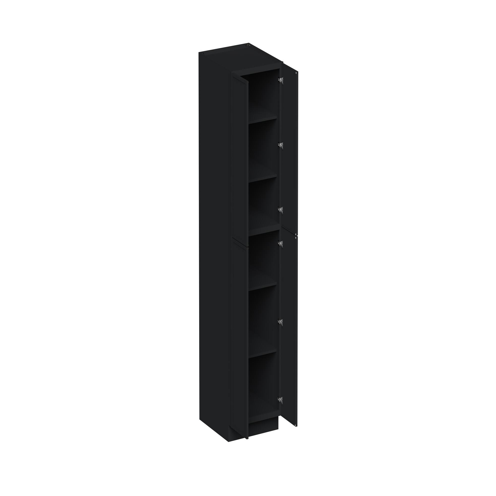 Front. Boyel Living - 24-in W x 96-in H x 27-in D Shaker RTA Kitchen Pantry Tall Cabinet with Soft-Close - Black.