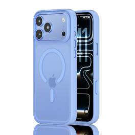 Dteck - Shockproof Frosted Magnetic Phone Case for Apple iPhone 18 Pro Max, Hard PC Soft TPU Cover Responsive AI Camera Button - Skyblue