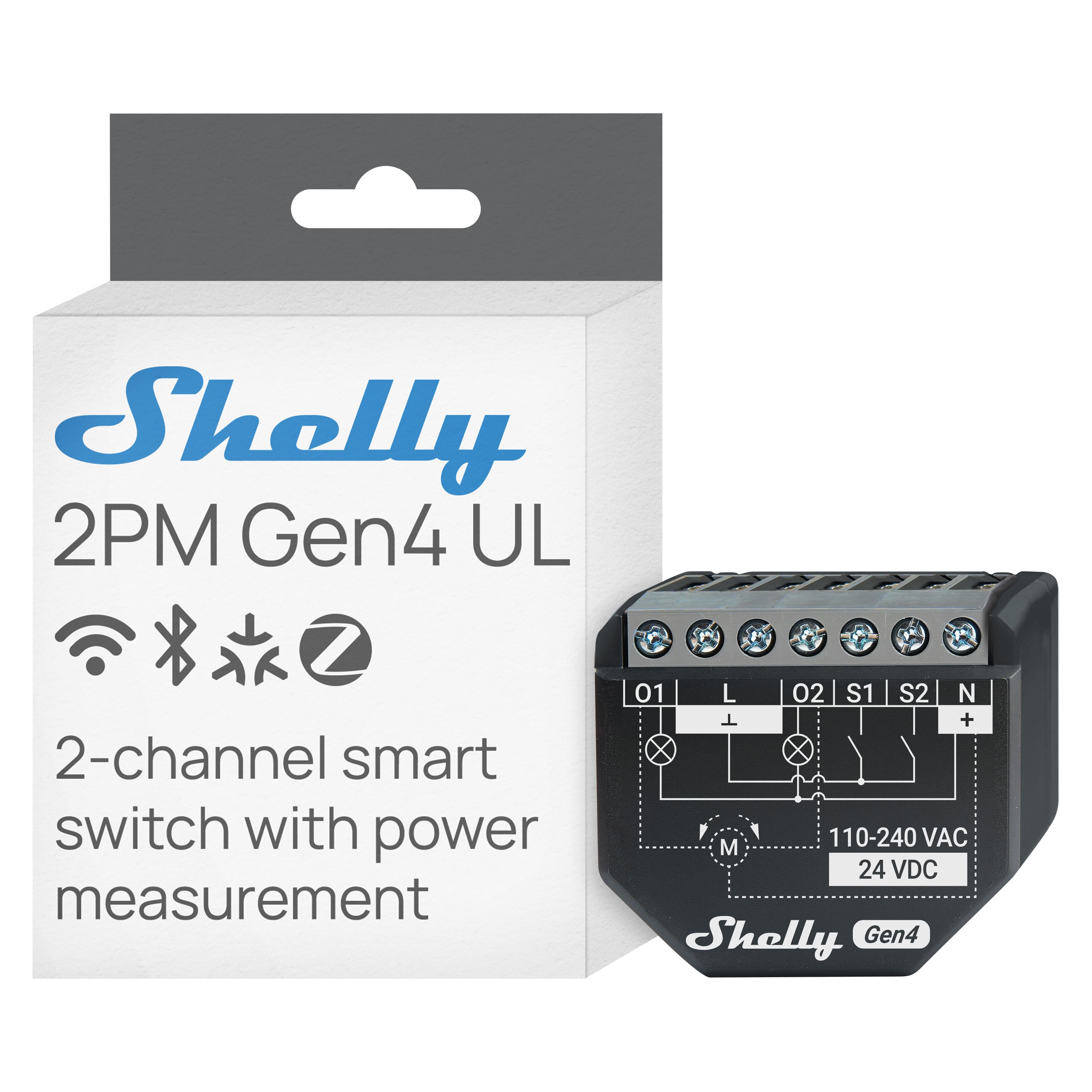 Shelly - 2PM Gen4 UL, Smart 2-channel Relay Switch with Power Metering, Wi-Fi, Matter, Home Automation, No Hub - Blue price history on PriceWatchPro