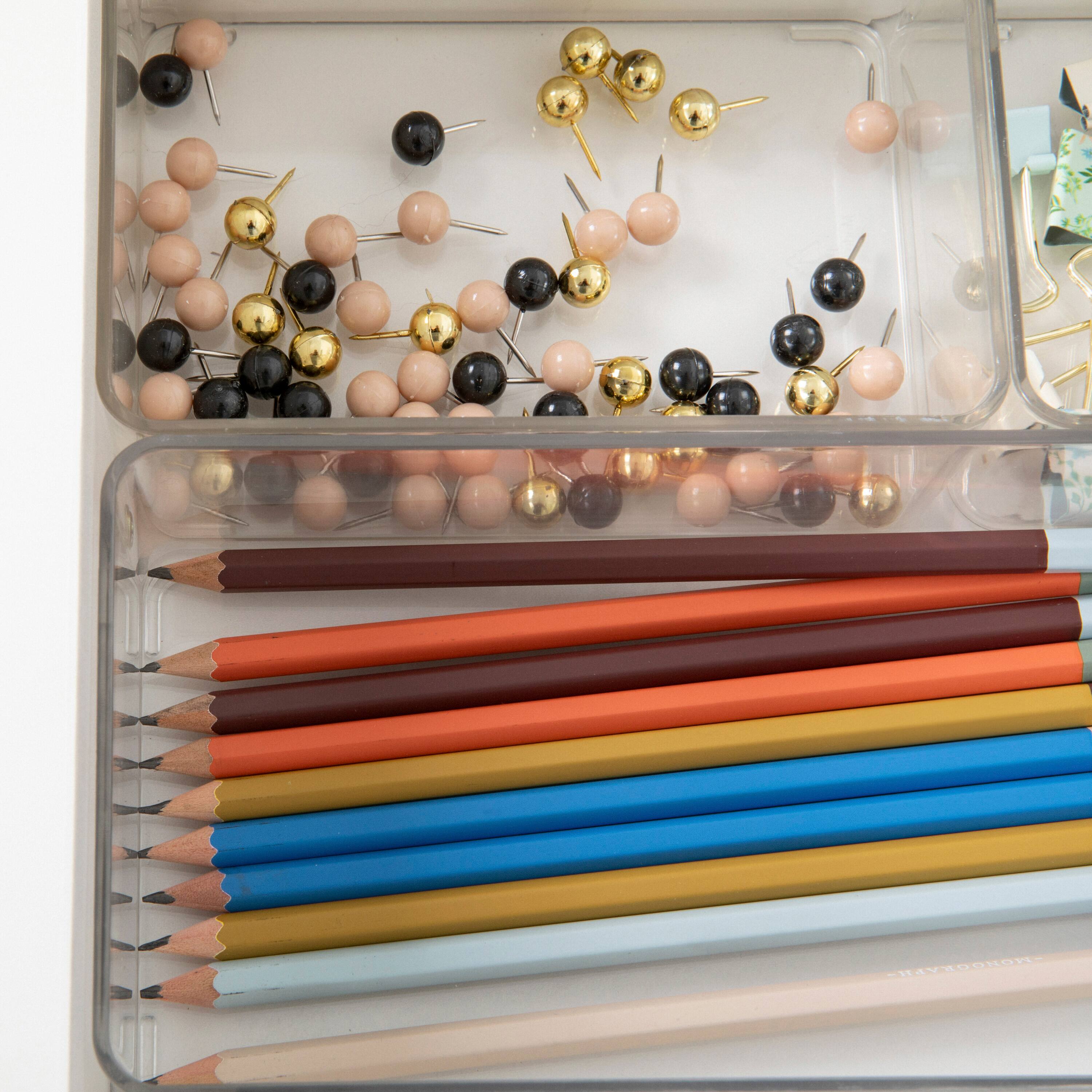 Alt View 13. Martha Stewart - Grady Premium Clear Plastic Storage Boxes - Clear/Light Natural Paulownia Top.