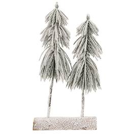 BreeBe - Snowy Pine Tree Pair on Log - White