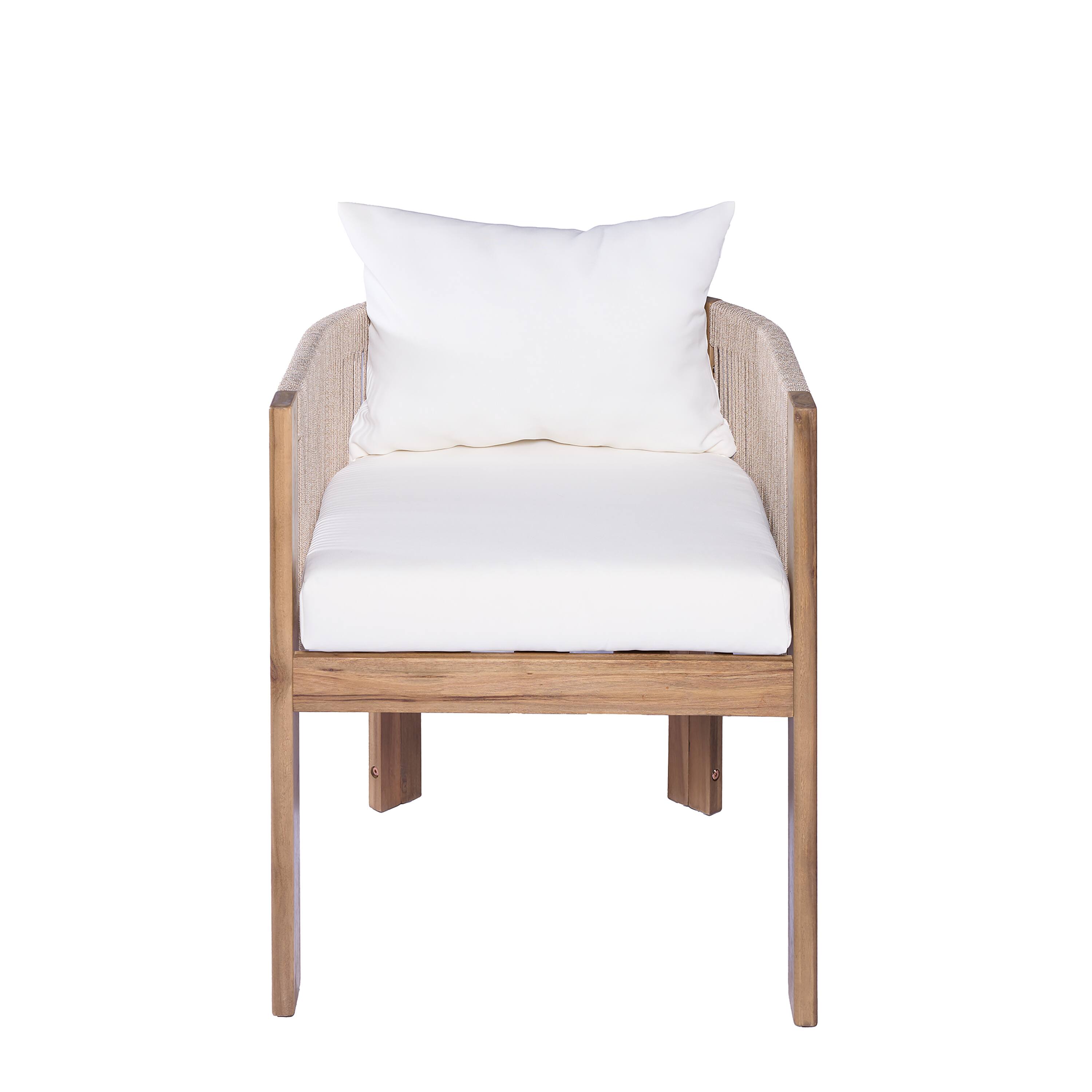 Alt View 1. Mondawe - Set of 2 Outdoor Wood Dining Chair with Cushion - Teak+ Beige.